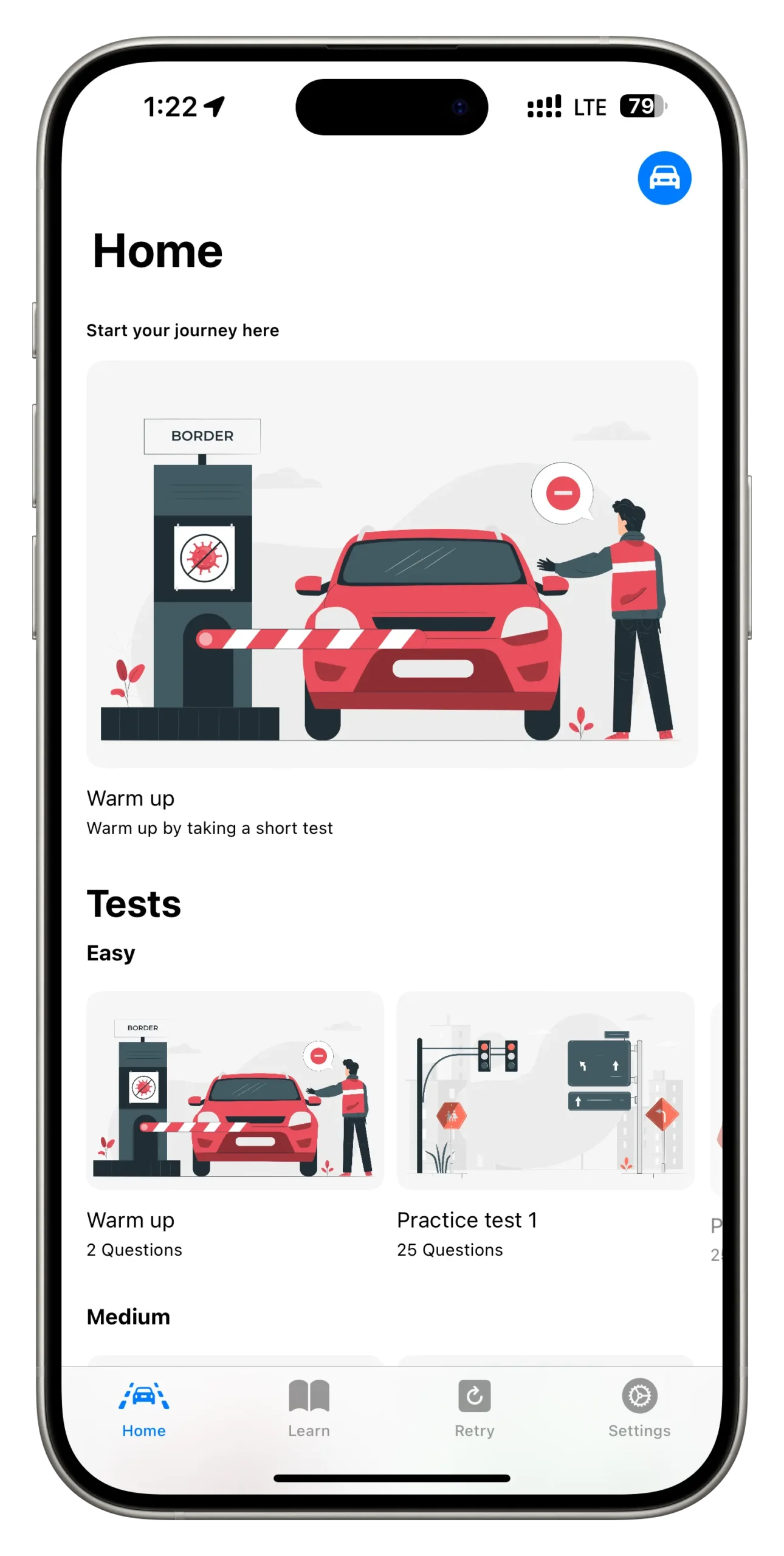 DMV TX app screen