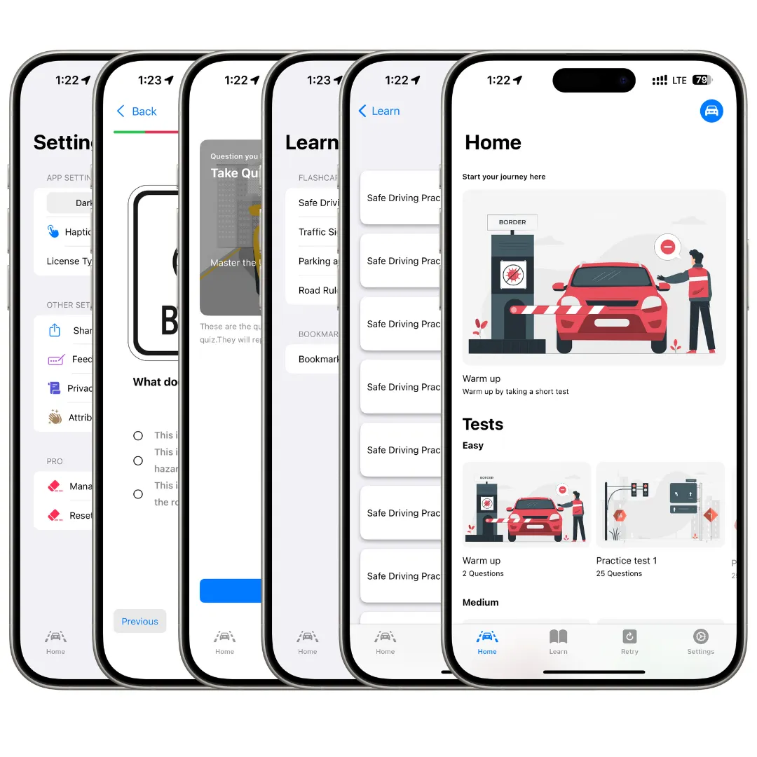DMV TX app screens